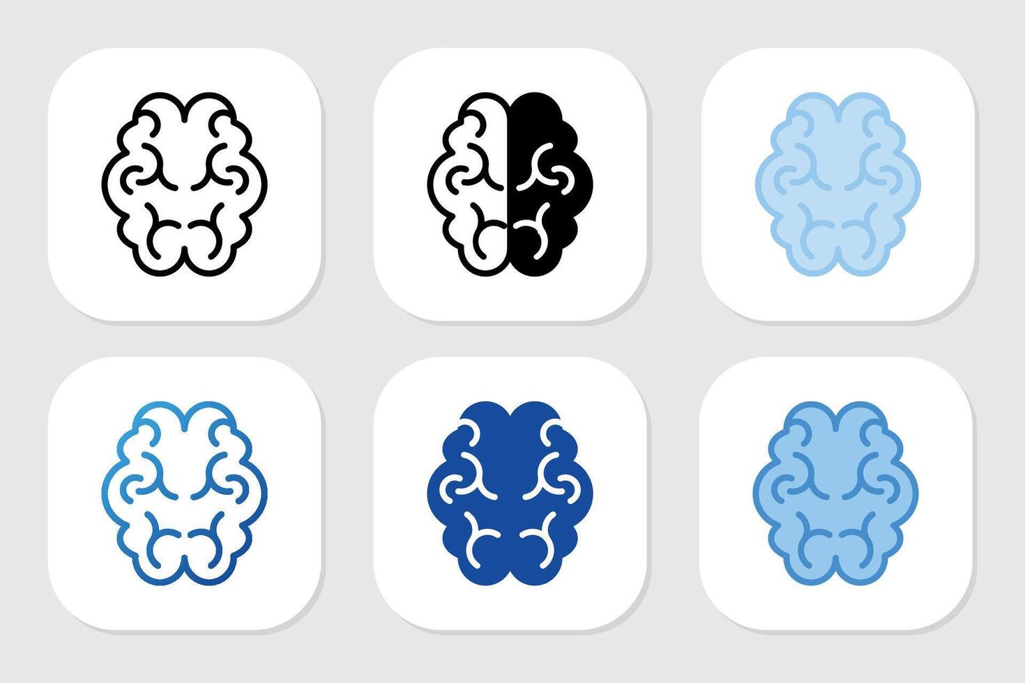 brain icons with various design styles vector