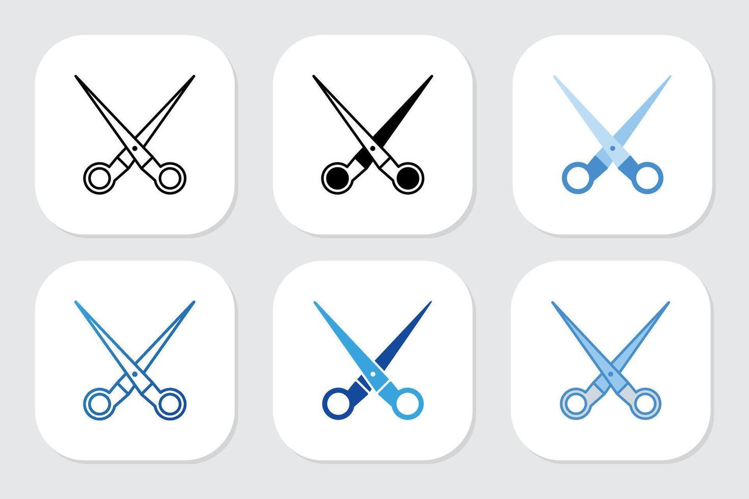 scissors icon with various design style vector