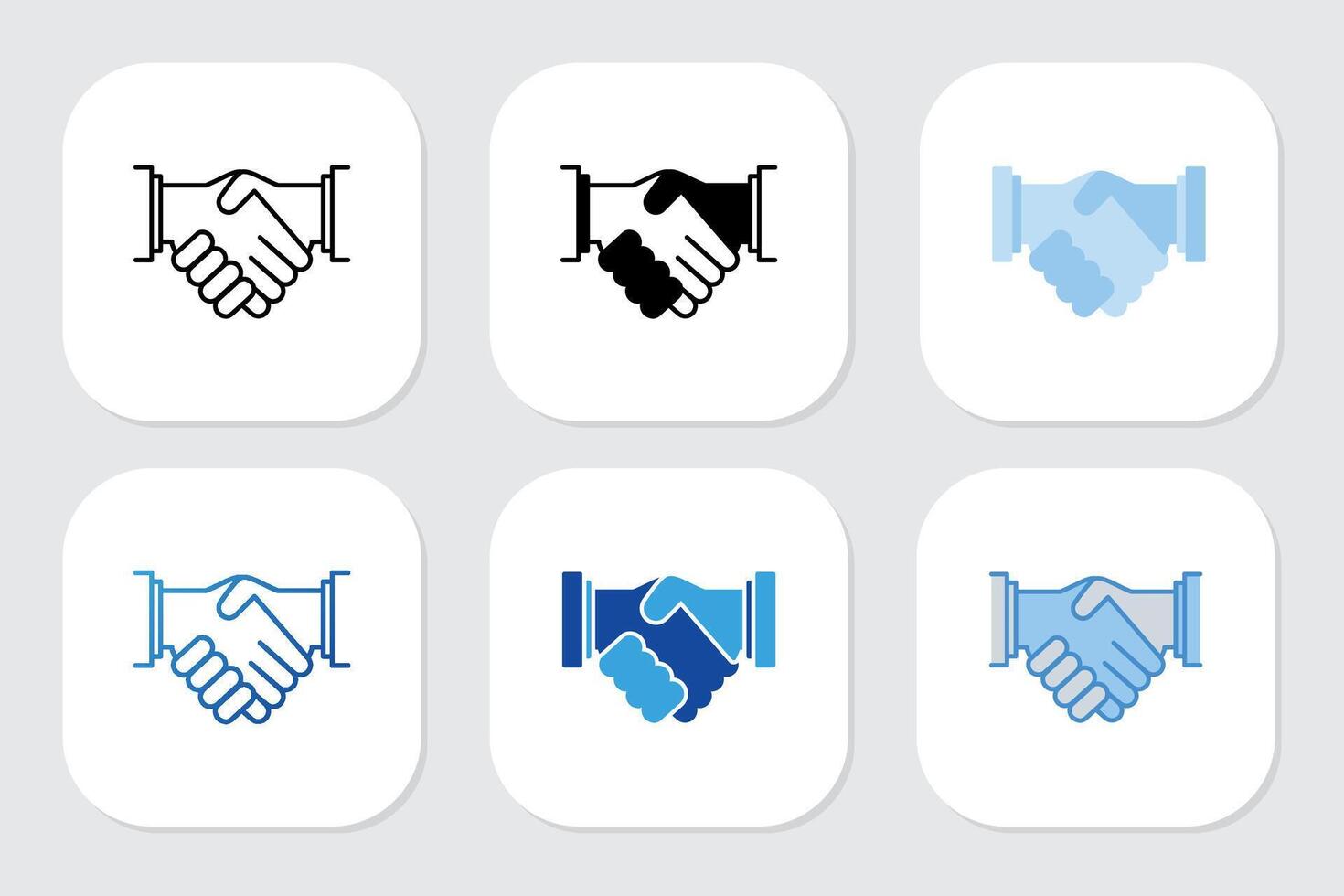 hand shake icons with various design styles vector