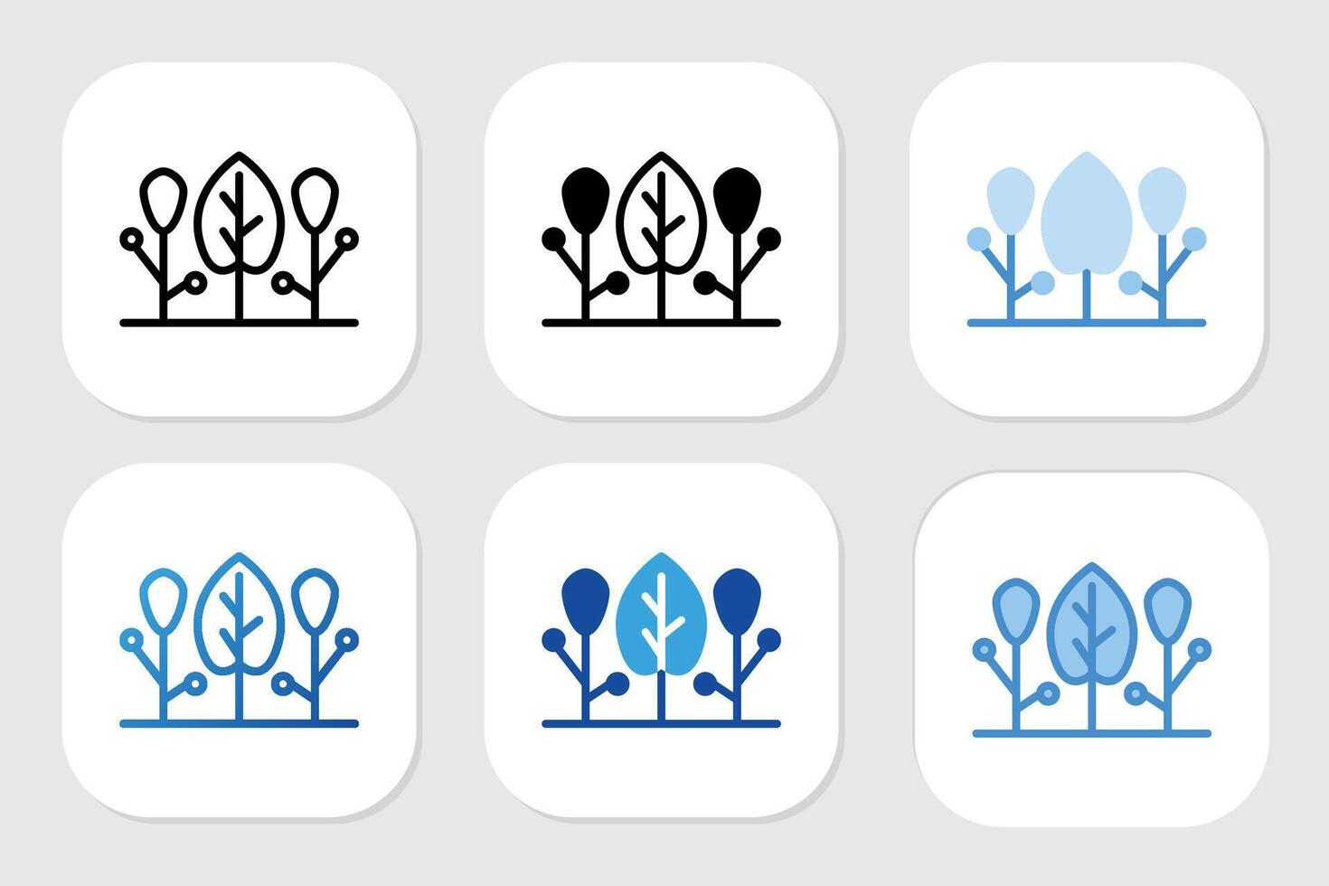 forest icons with various design styles vector