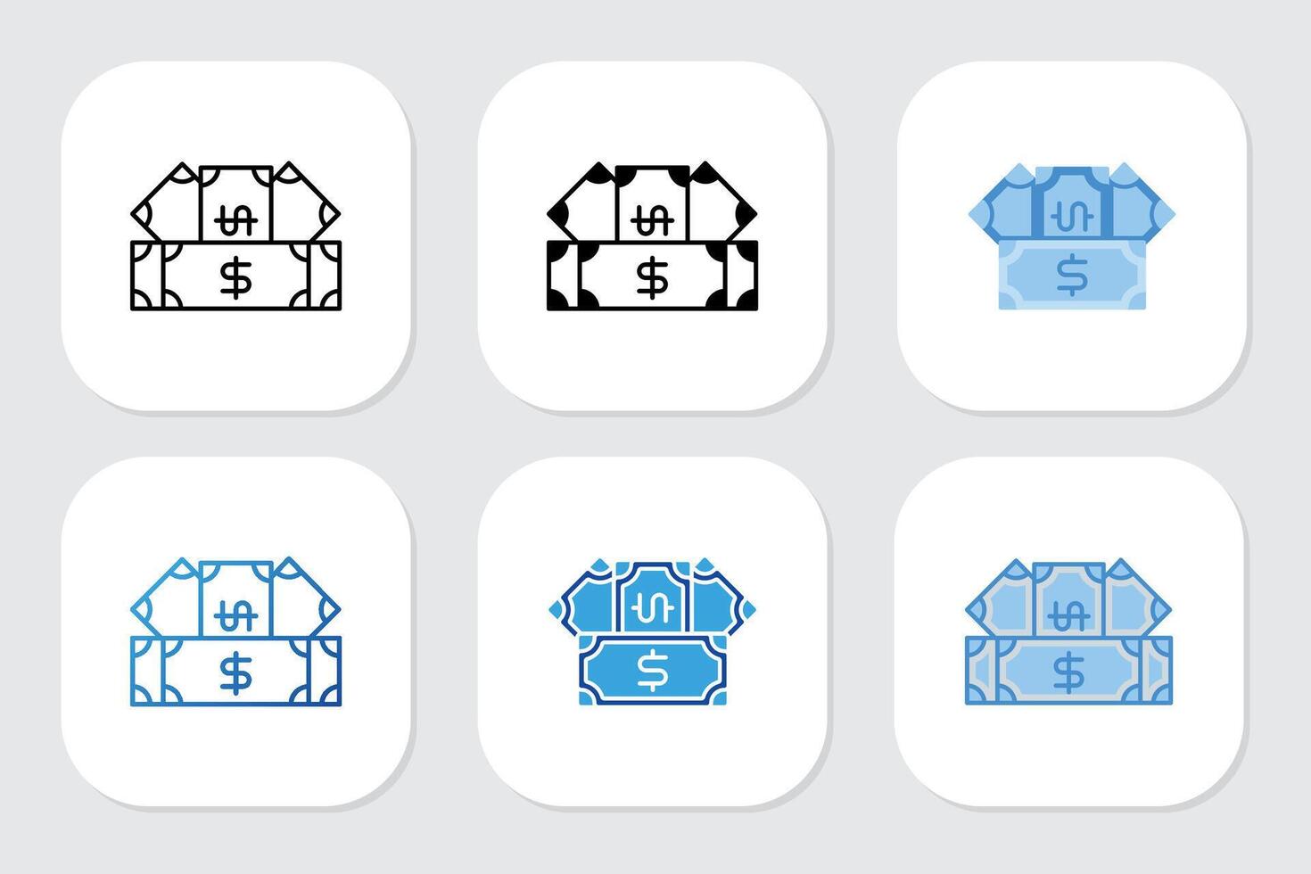 money icons with various design styles vector