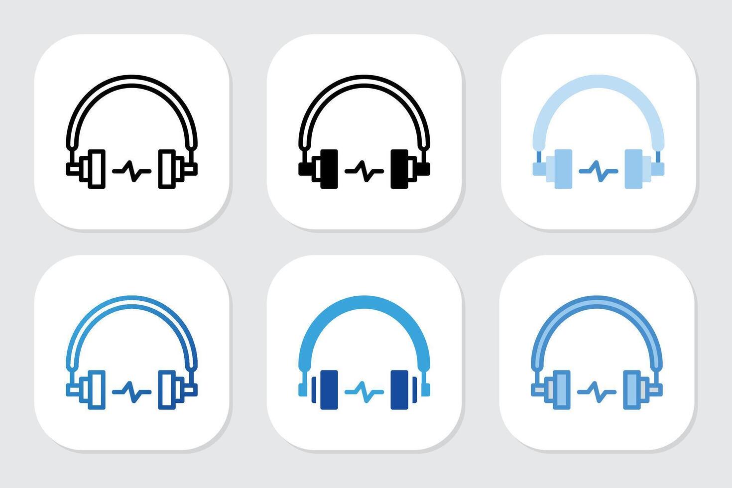 headphones icons with various design styles vector