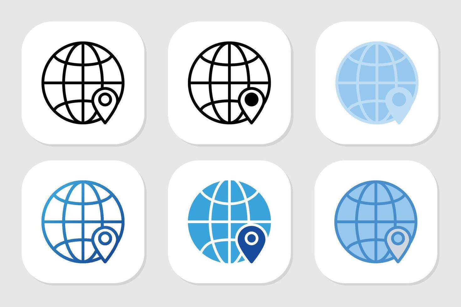 world icons with various design styles vector