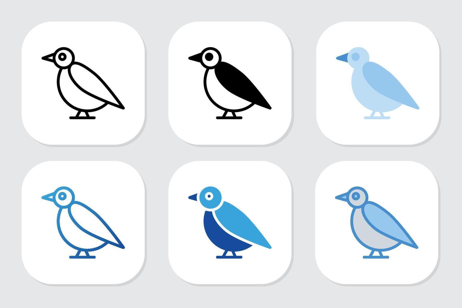 Bird icons with various design styles vector