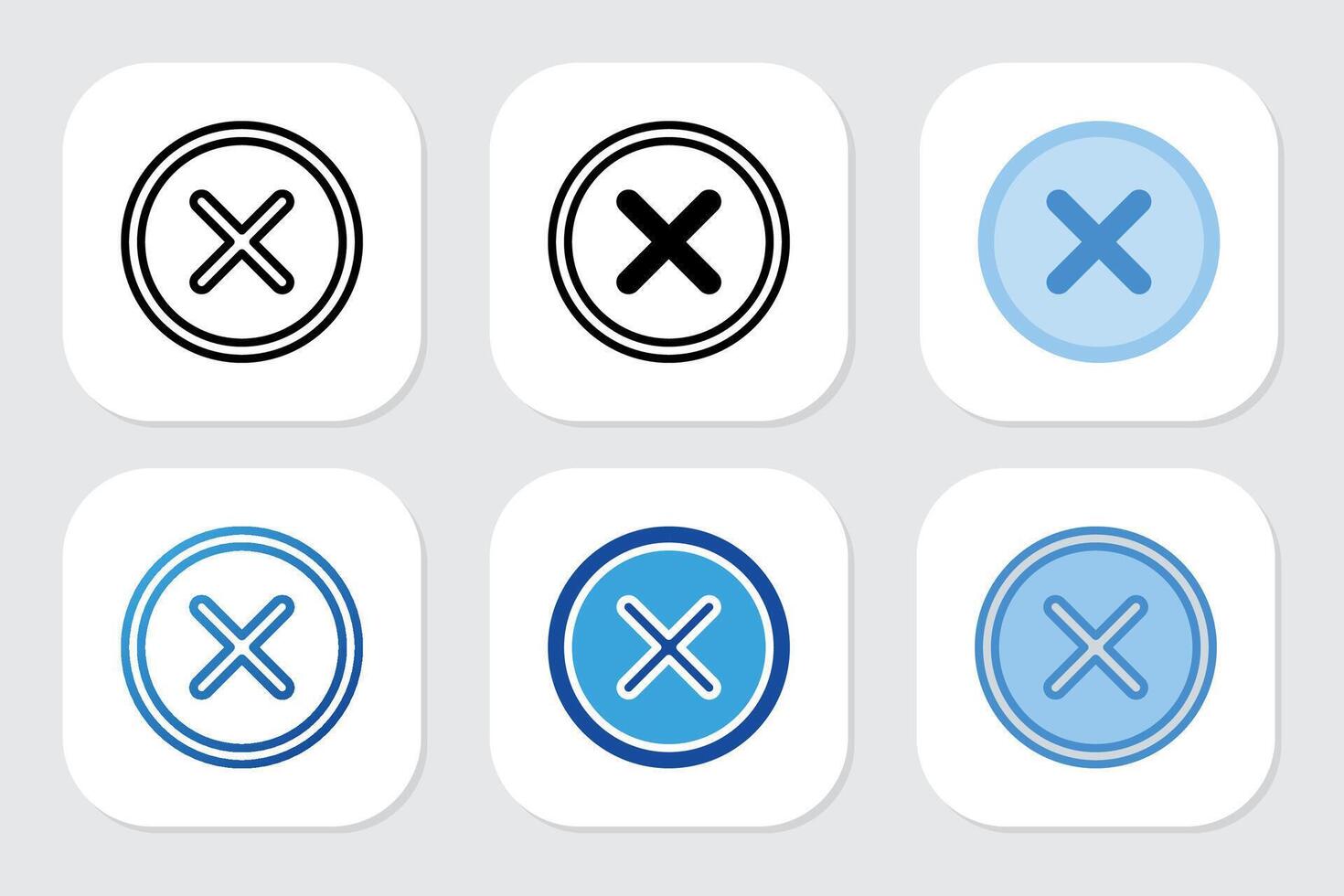 Cancel icons with various design styles vector