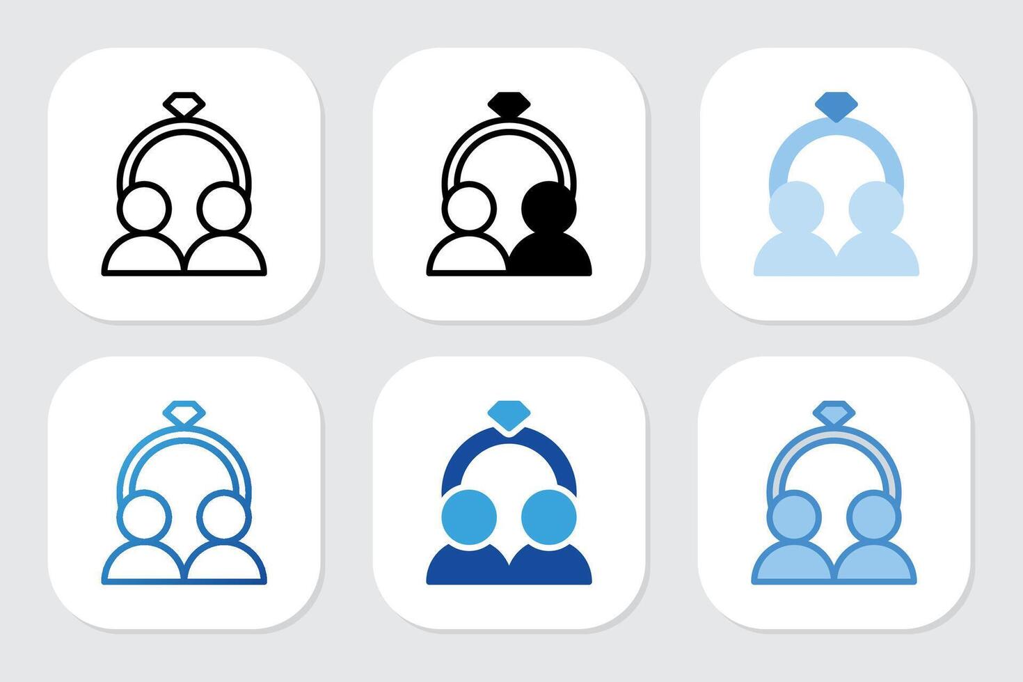 Wedding icons with various design styles vector