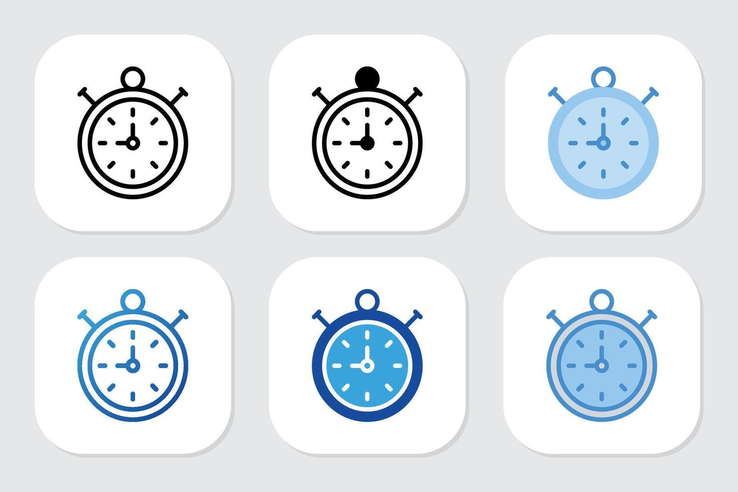 Timer icons with various design styles vector