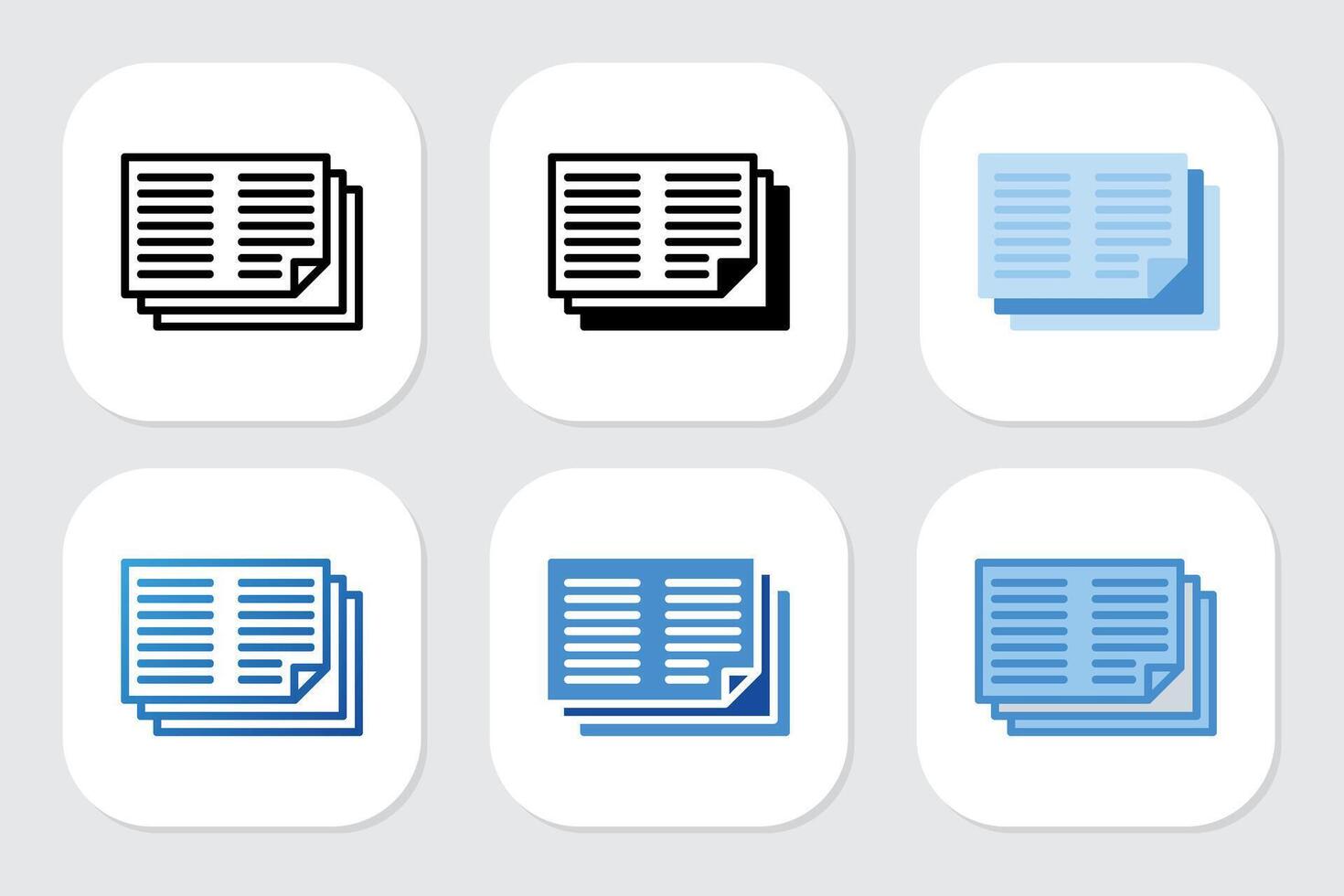 Documents icon with various design styles vector