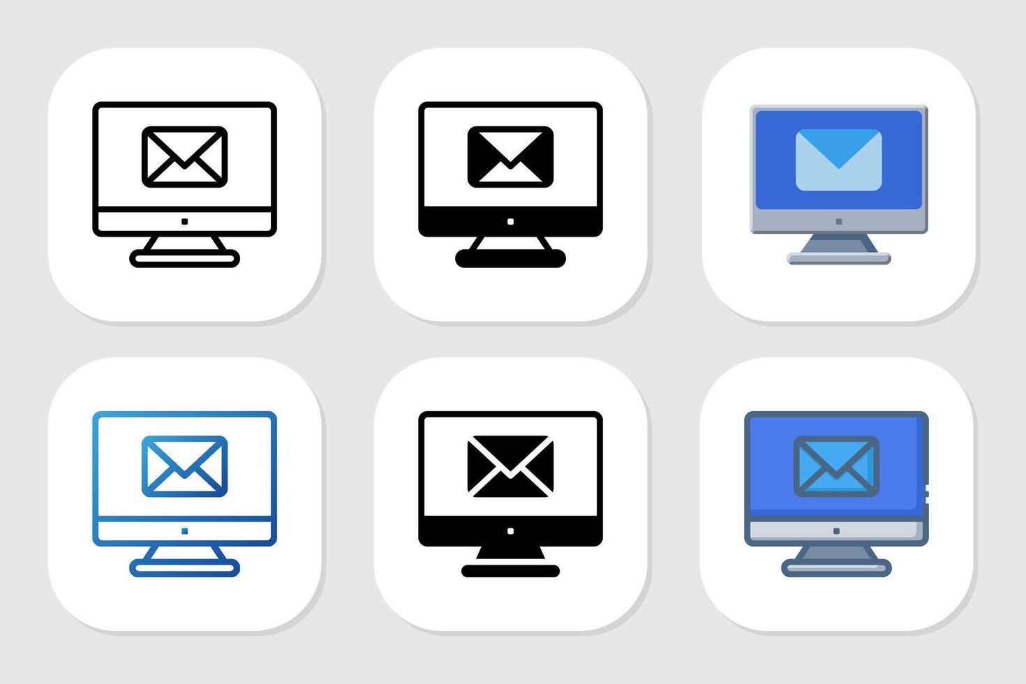 email icon with various design styles vector