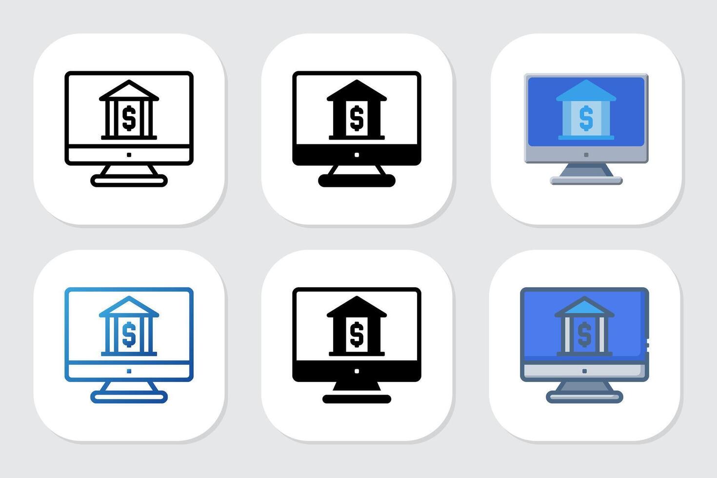 bank icon with various design styles vector