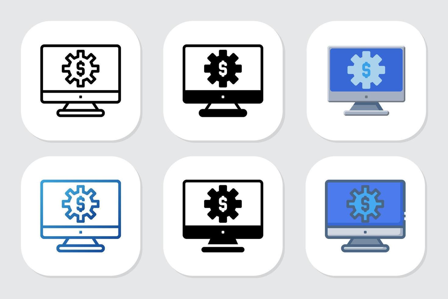 gear icon with various design styles vector