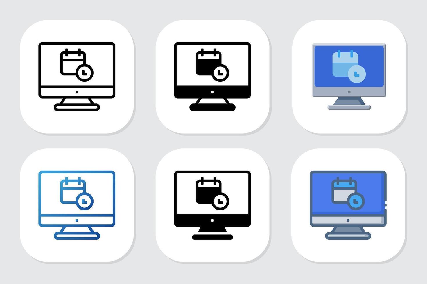 calendar and time icons with various design styles vector
