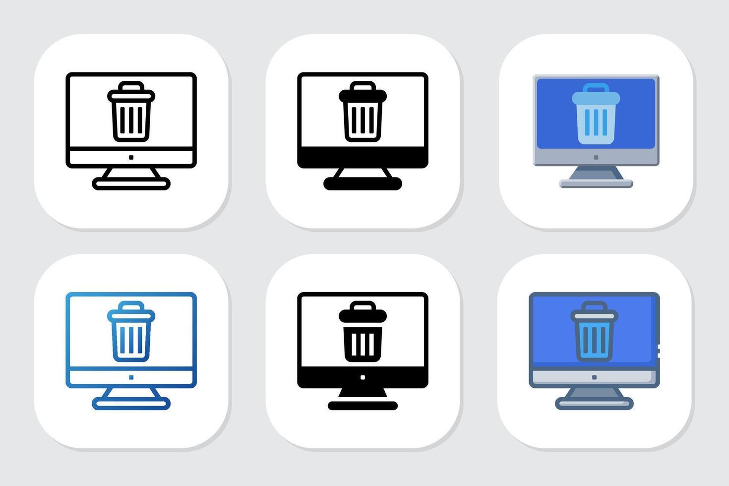 recycle bin icons with various design styles vector