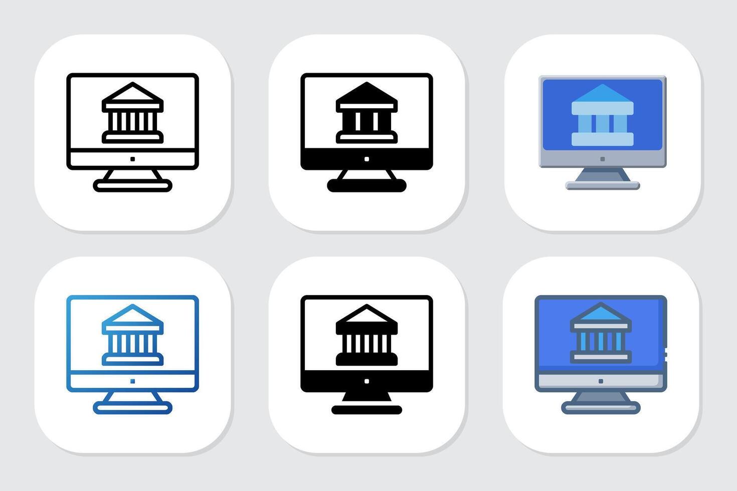 banks icons with various design styles vector