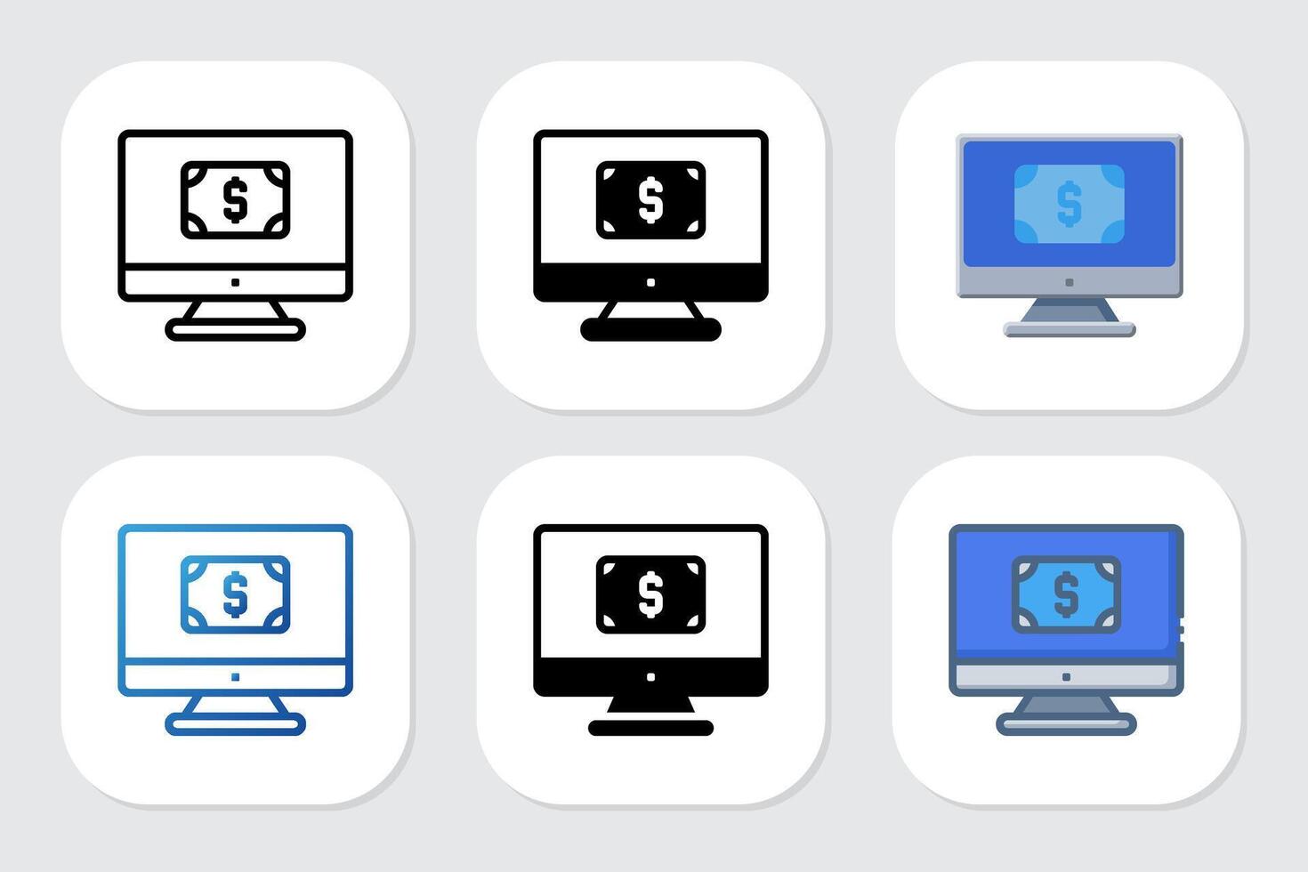 money icons with various design style vector