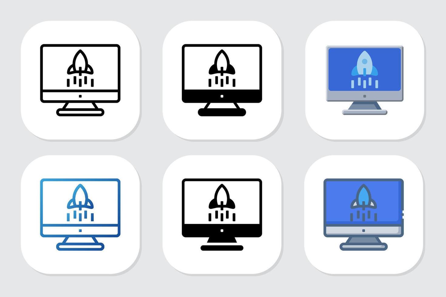 rocket icon with various design style vector