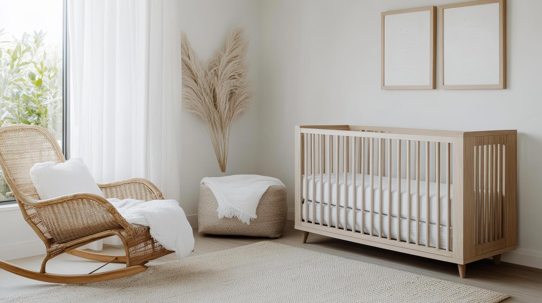 tidy neutral toned nursery featuring single crib and rocking chair photo