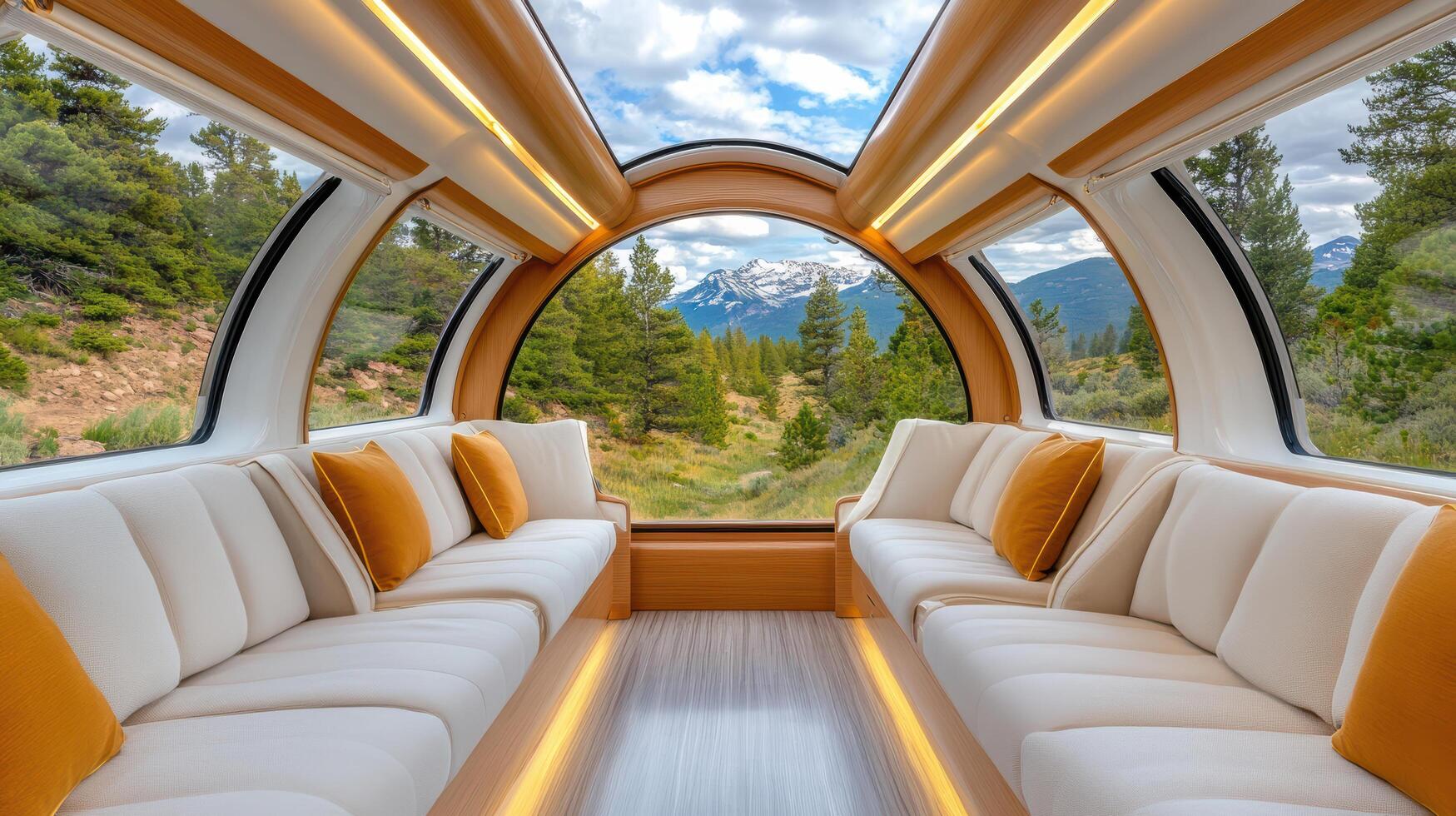 panoramic observation car with comfortable seating and scenic views photo