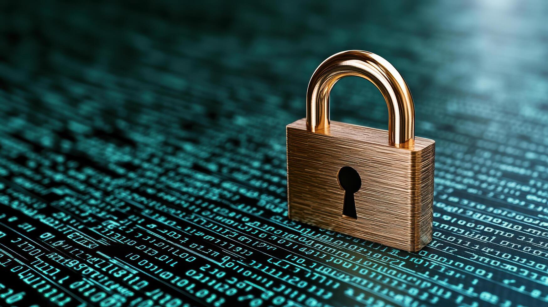 glowing padlock icon symbolizes security in digital world photo
