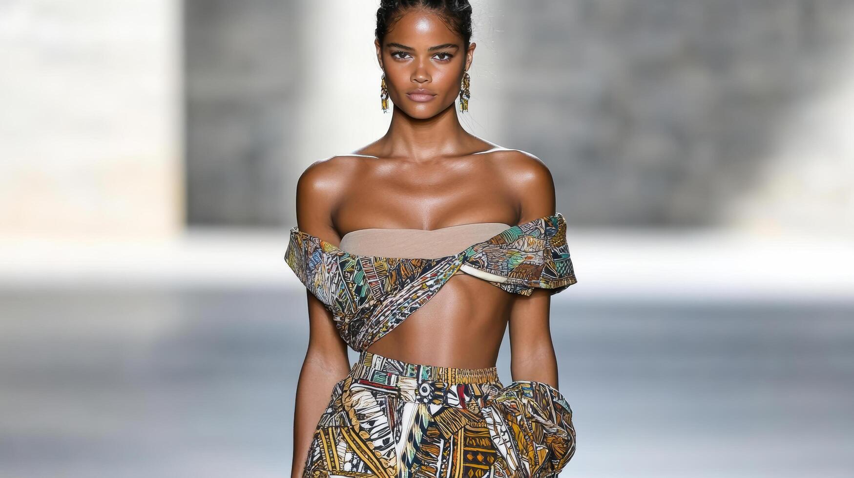 modernized wrap skirt with tribal prints, styled elegantly for chic look photo