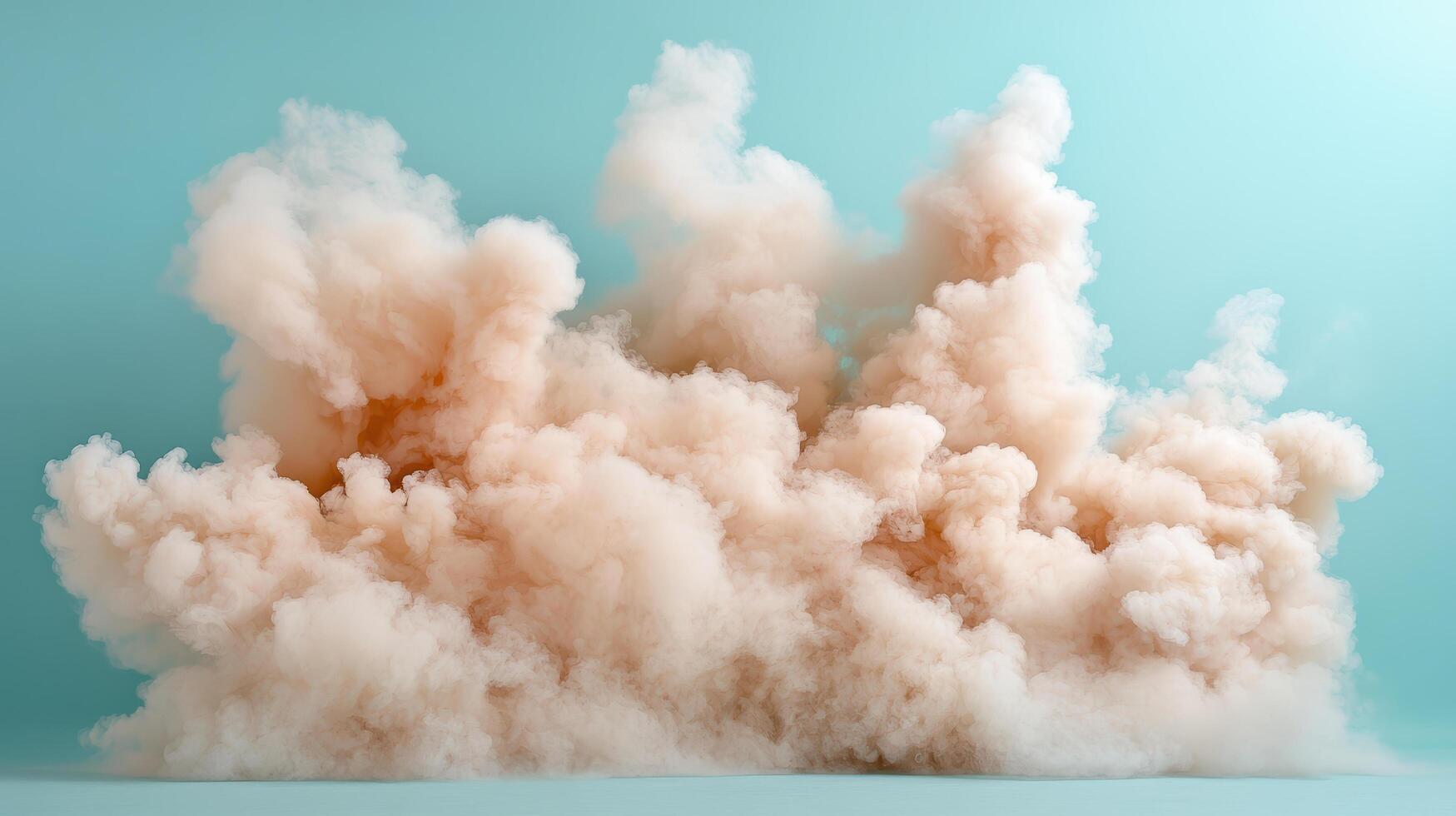 Soft pink smoke clouds blend beautifully against turquoise background photo