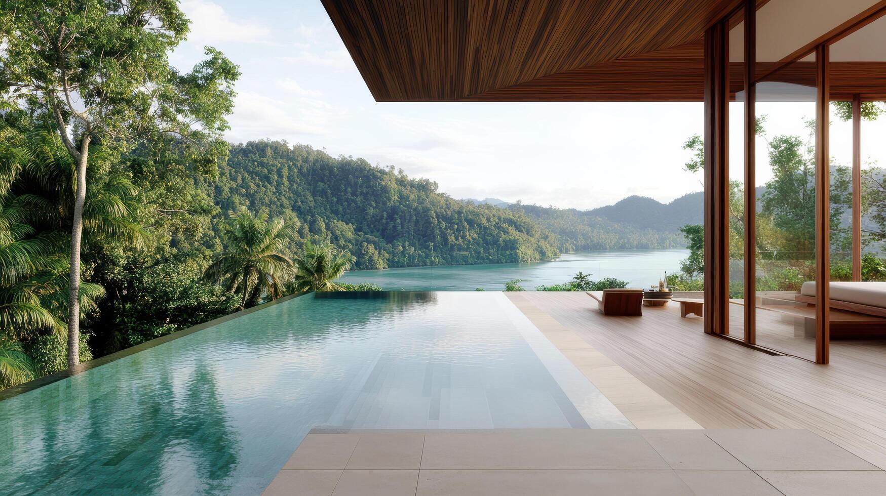 private villa with stunning infinity pool overlooking serene landscape photo
