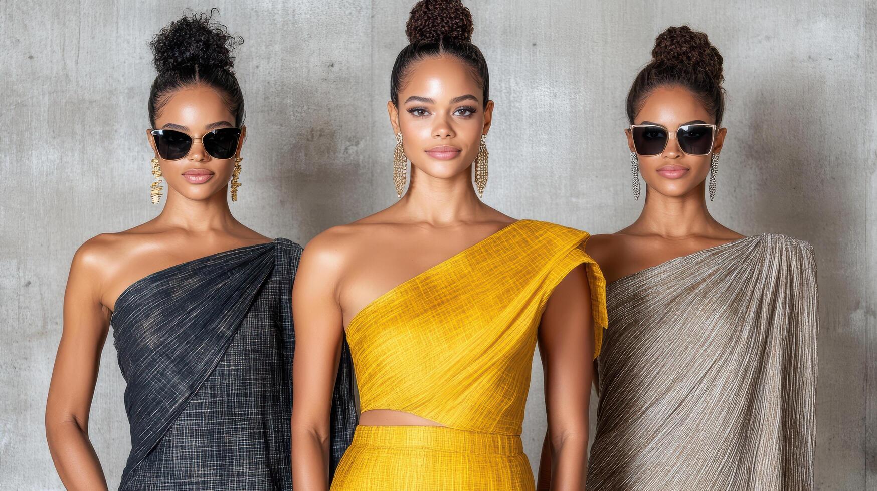 Modern sarees in vibrant colors worn by stylish women photo