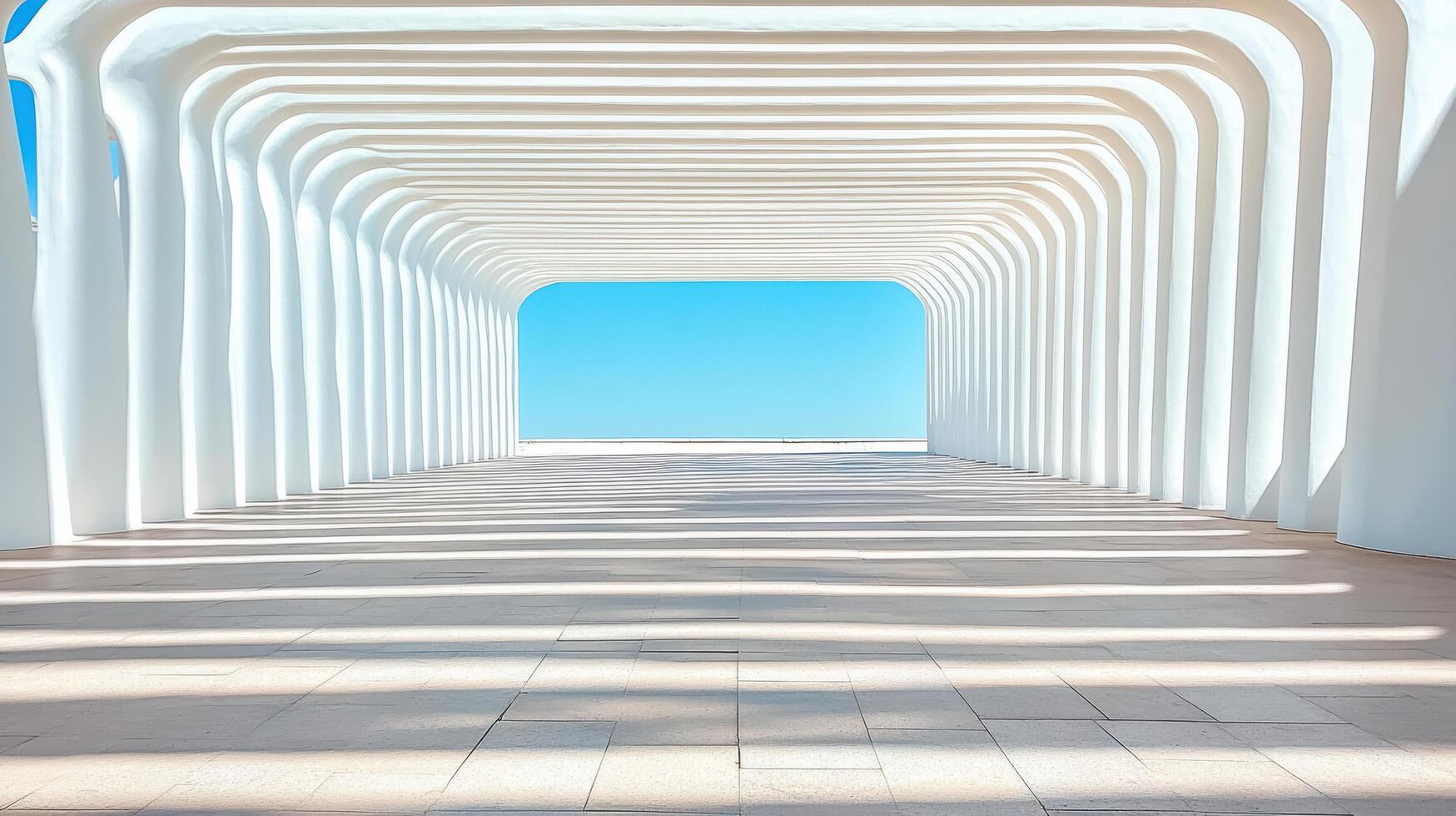 modern architectural space with white lines and shadows creating depth photo