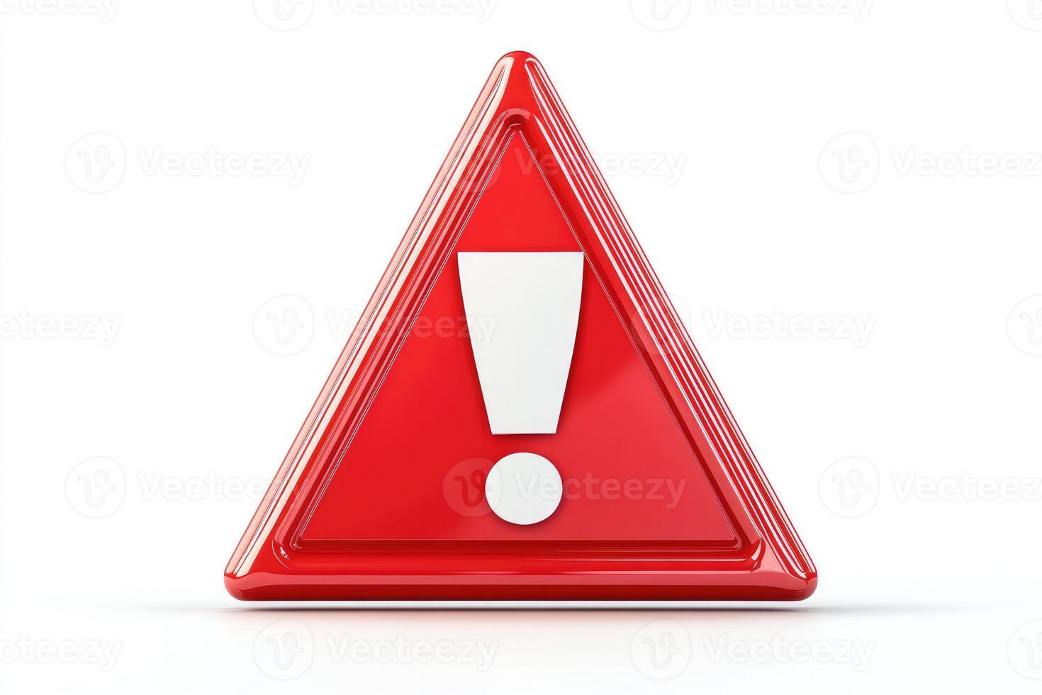 Red warning sign showing an exclamation point for hazard photo