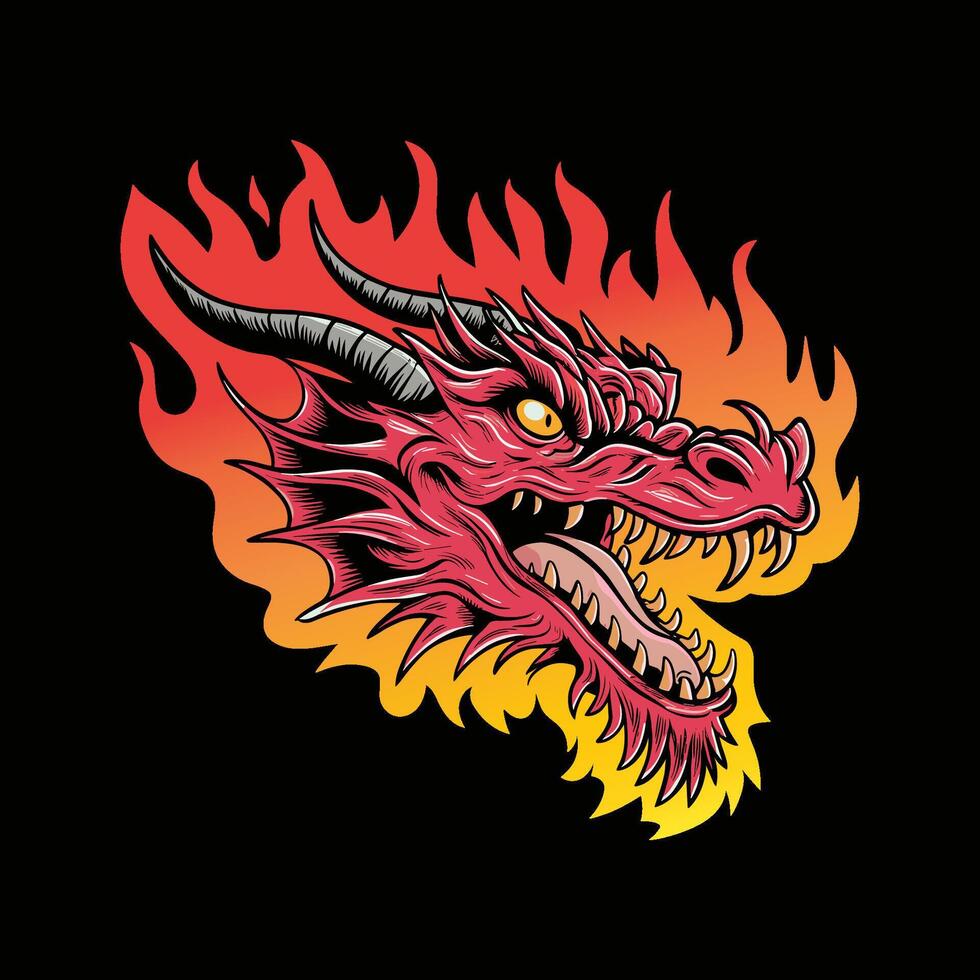 Red Dragon hand drawn illustration vector
