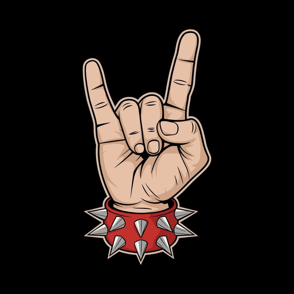 Metal Hand Sign with Spiked Bracelet vector