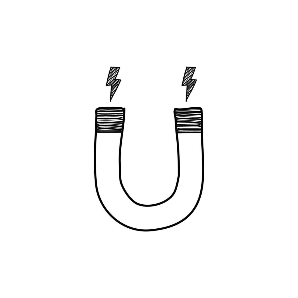 Magnet icon handdrawn on white background. vector