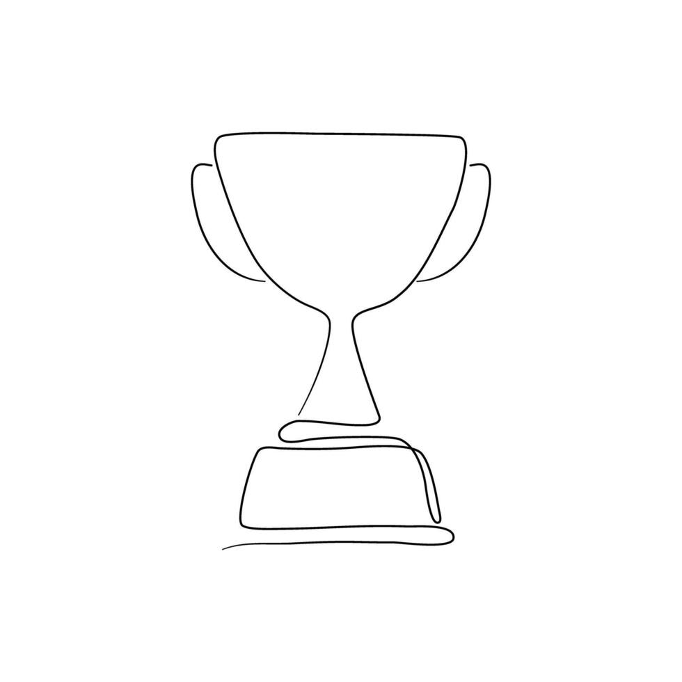 Continuous line drawing of Trophy award hand drawn icon isolate on white background. vector