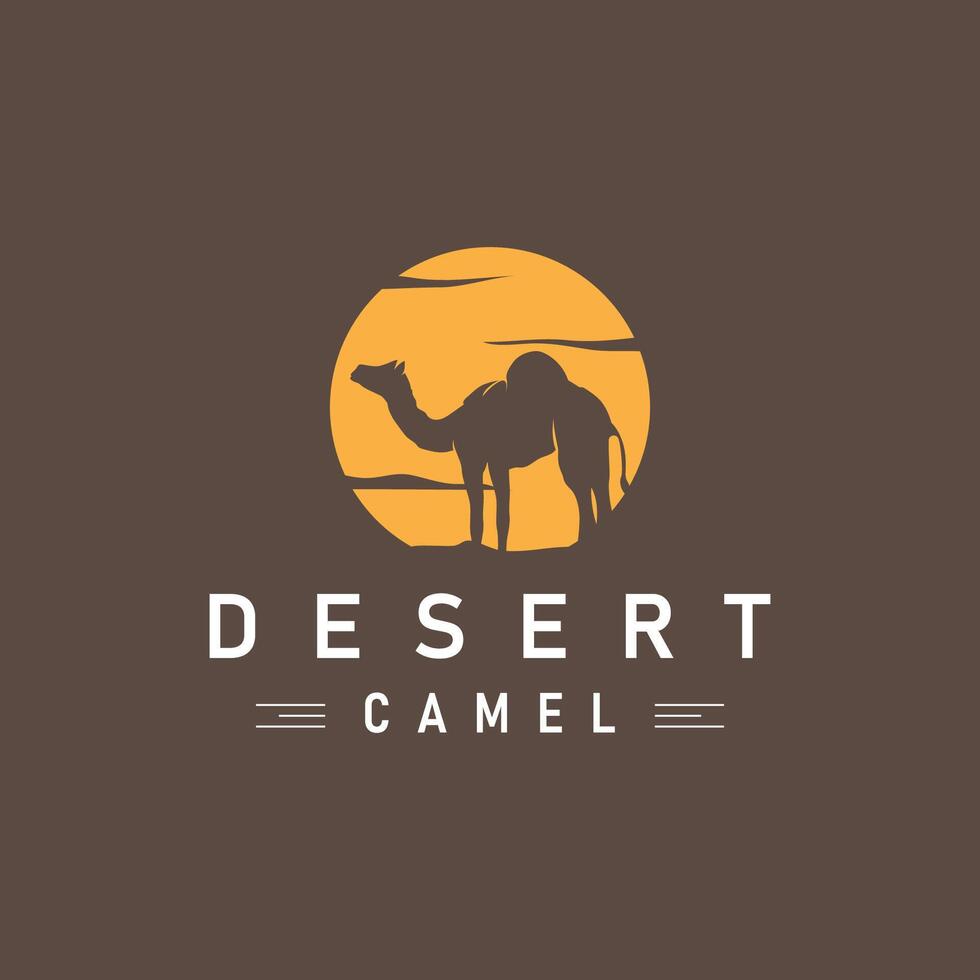 design camel logo silhouette desert animal simple minimalist template icon symbol vector