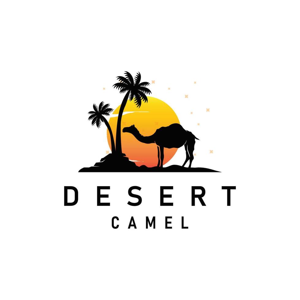 camel logo desert animal simple template icon symbol vector