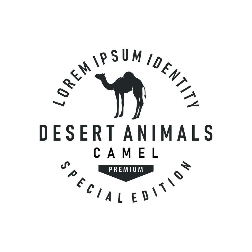 caravan design camel logo desert animal simple minimalist template icon symbol vector