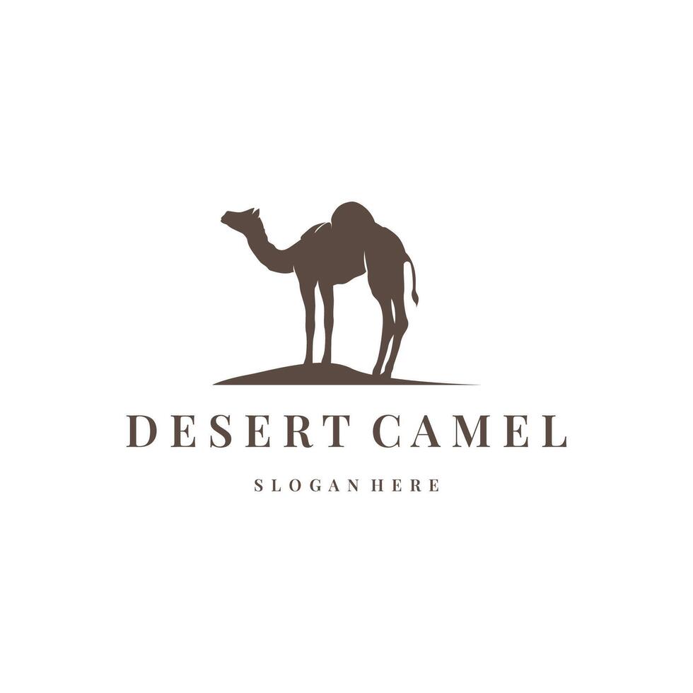 design camel logo desert animal minimalist template icon symbol vector