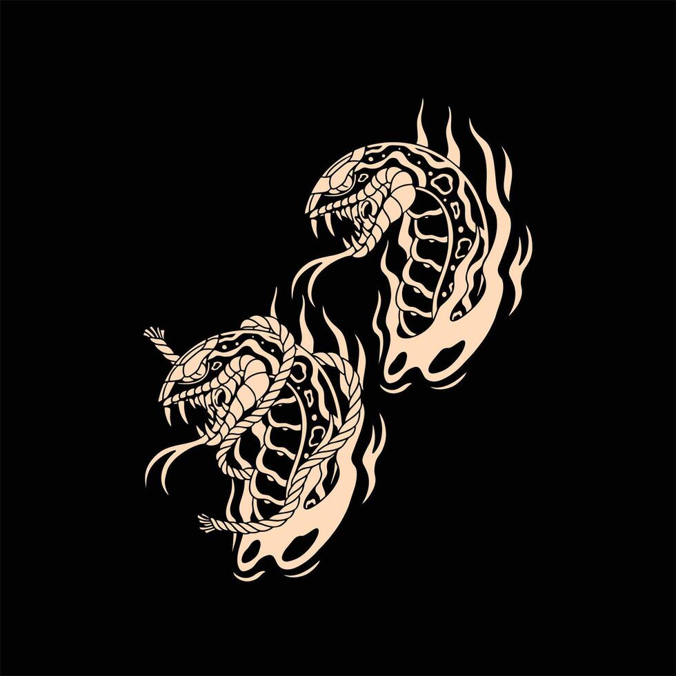 snake tattoo set design vector