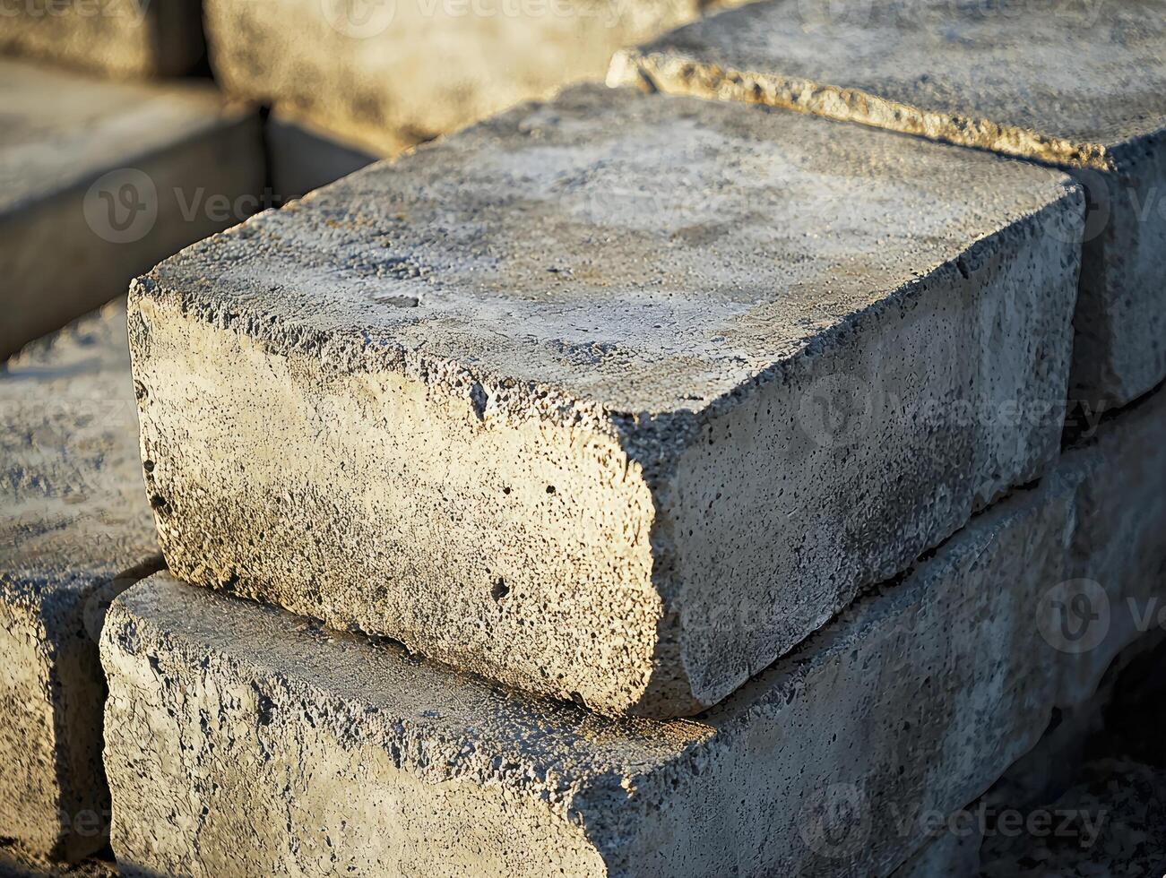 Stacked Concrete Blocks in Sunlight photo