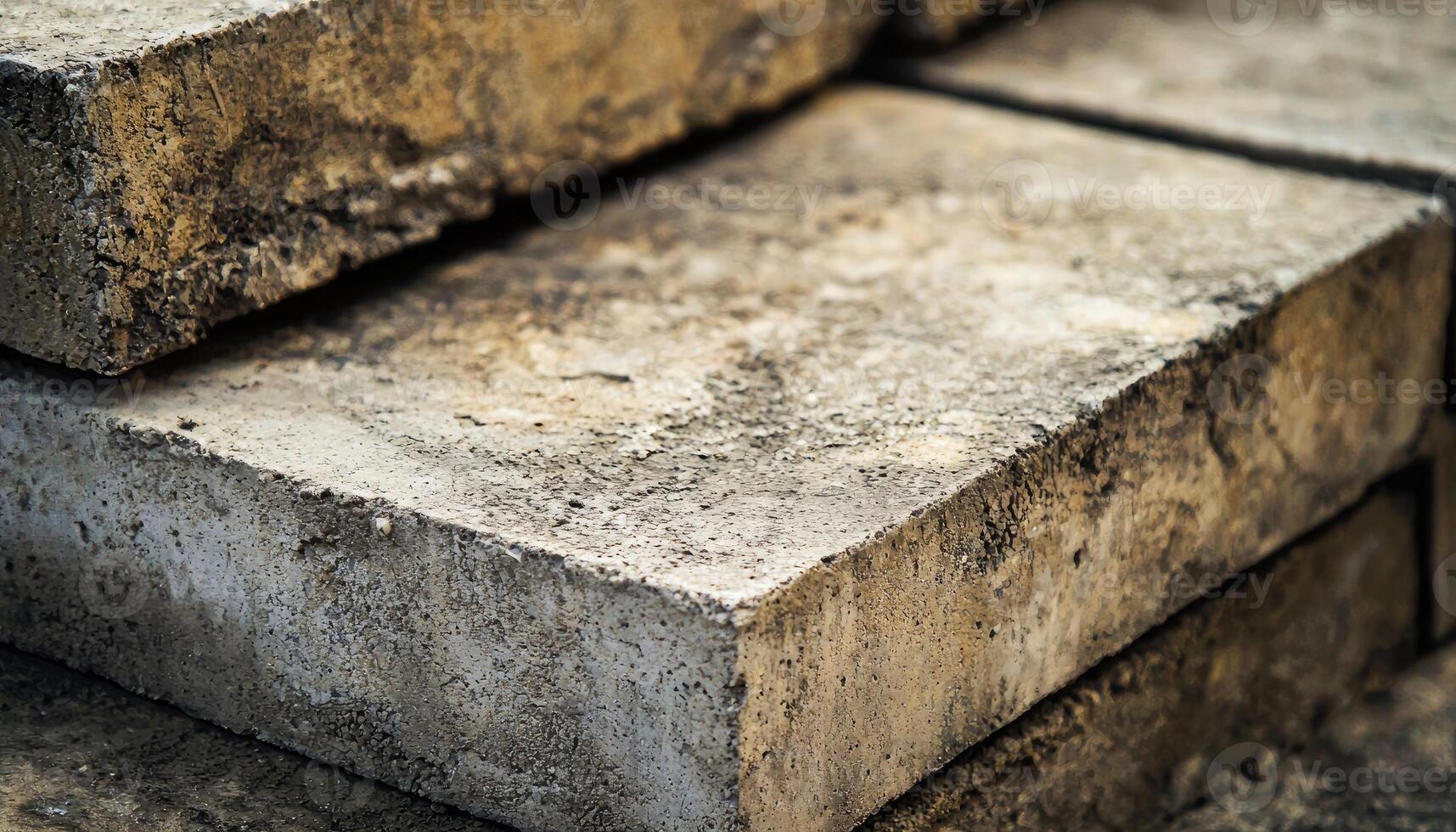 Stacked Weathered Concrete Blocks Showing Texture photo