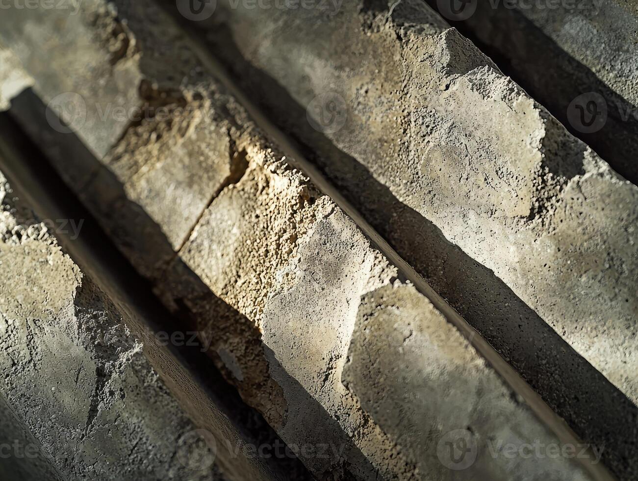 Rough Textured Concrete Blocks Close Up View photo