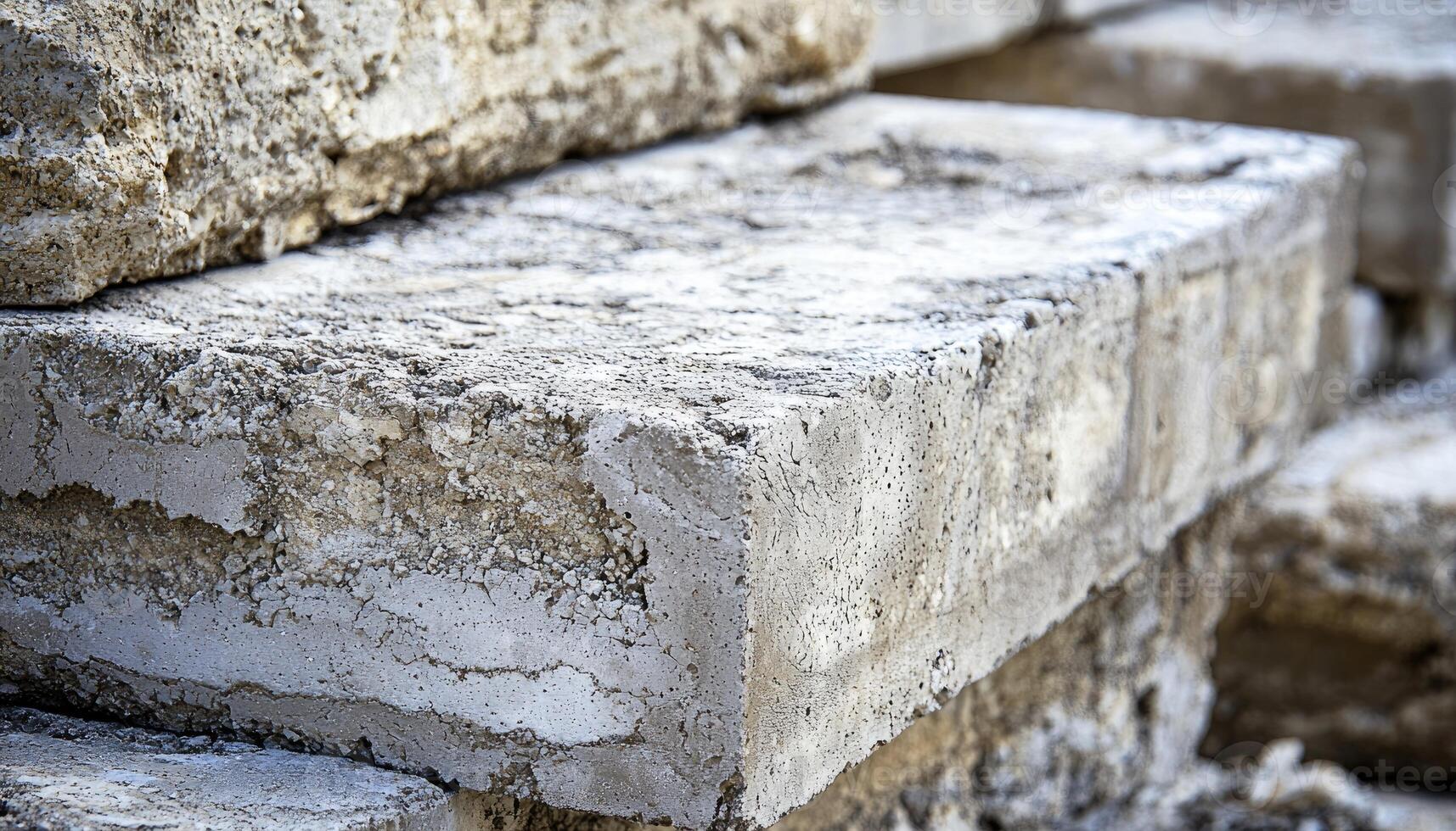 Stacked Concrete Blocks Showing Texture and Age photo