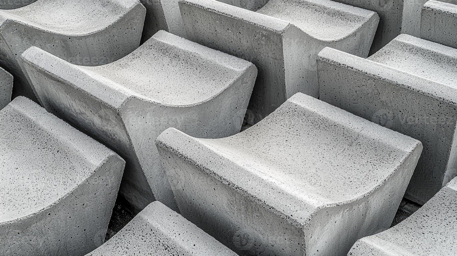 Grey Concrete Blocks Arranged In A Pattern photo