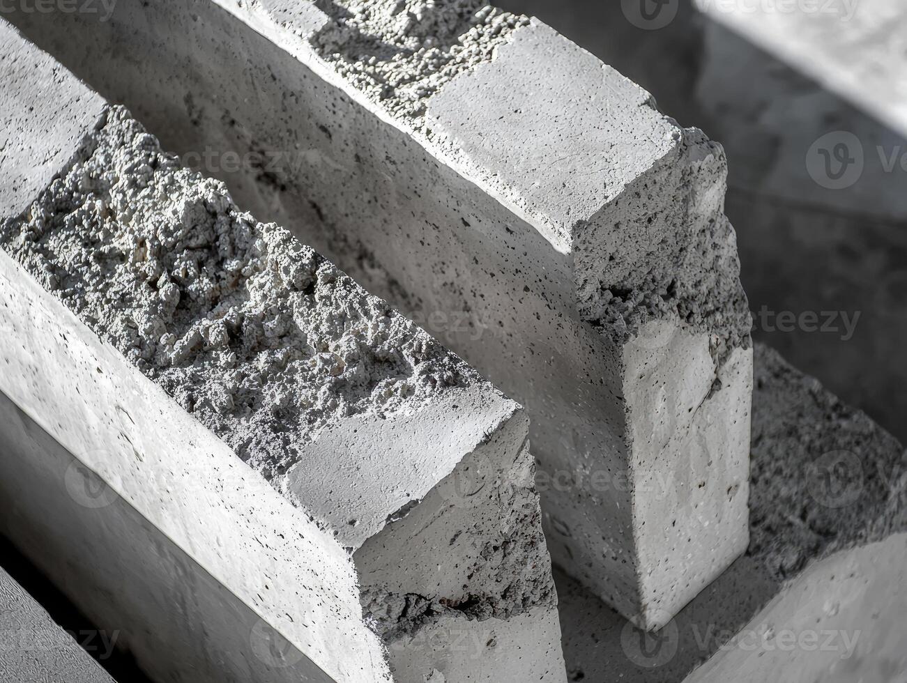 Gray Concrete Blocks Showing Rough Texture and Imperfections photo