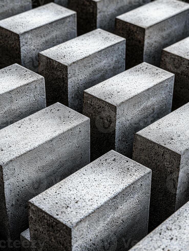 Grey Concrete Blocks Abstract Geometric Pattern photo