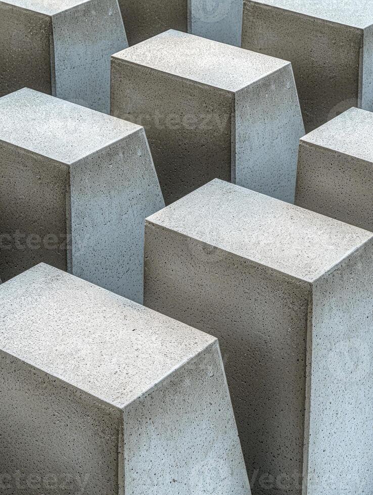 Abstract Grey Concrete Blocks Geometric Pattern photo