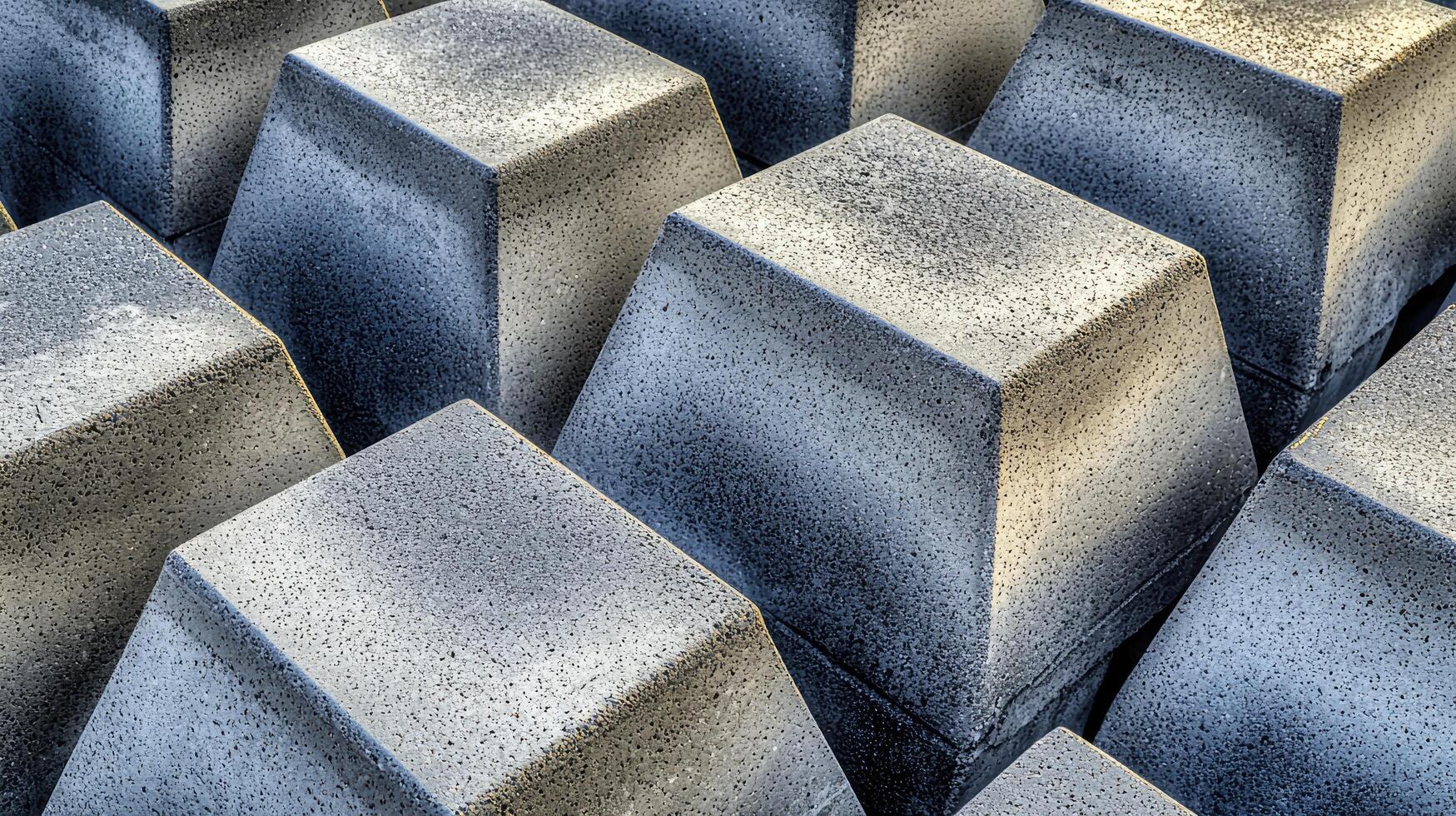 Grey Concrete Blocks Geometric Pattern Arrangement photo