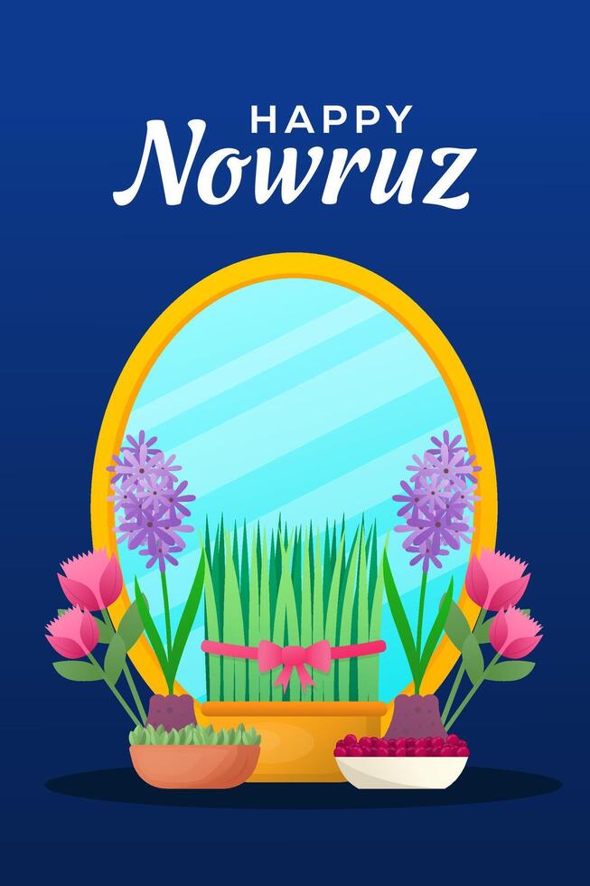 nowruz festival vertical banner illustration in gradient style vector