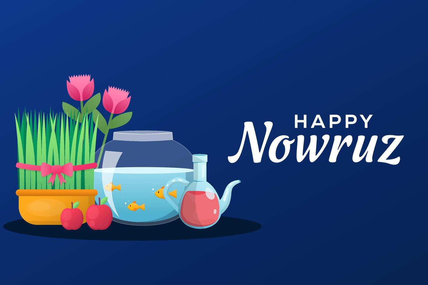 nowruz festival background illustration in gradient style vector