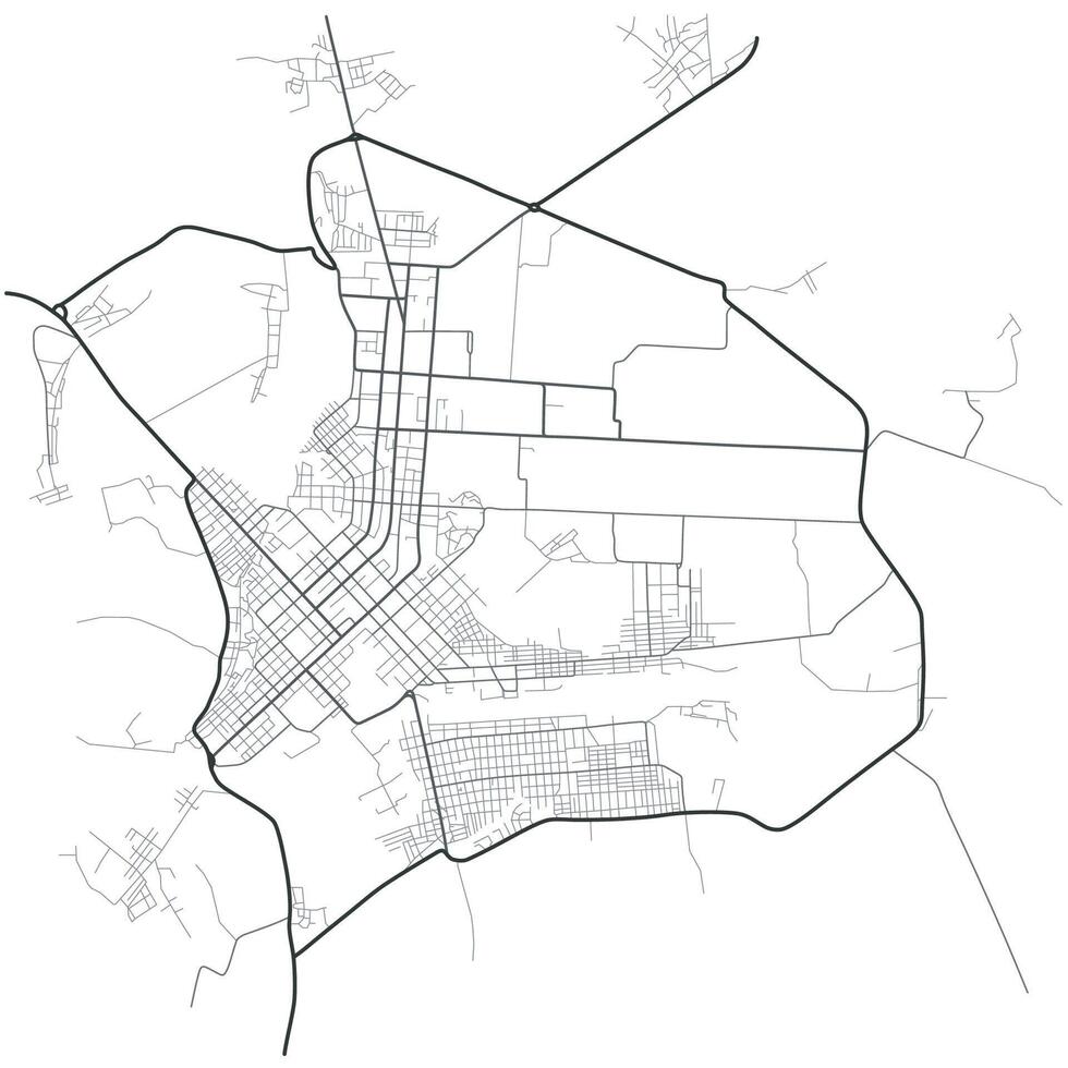 Petropavlovsk city map. Line scheme of roads. Town streets on the plan. Urban environment, architectural background vector